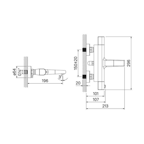 Смеситель для ванны IDDIS Uniterm (UNISB02i74WA)